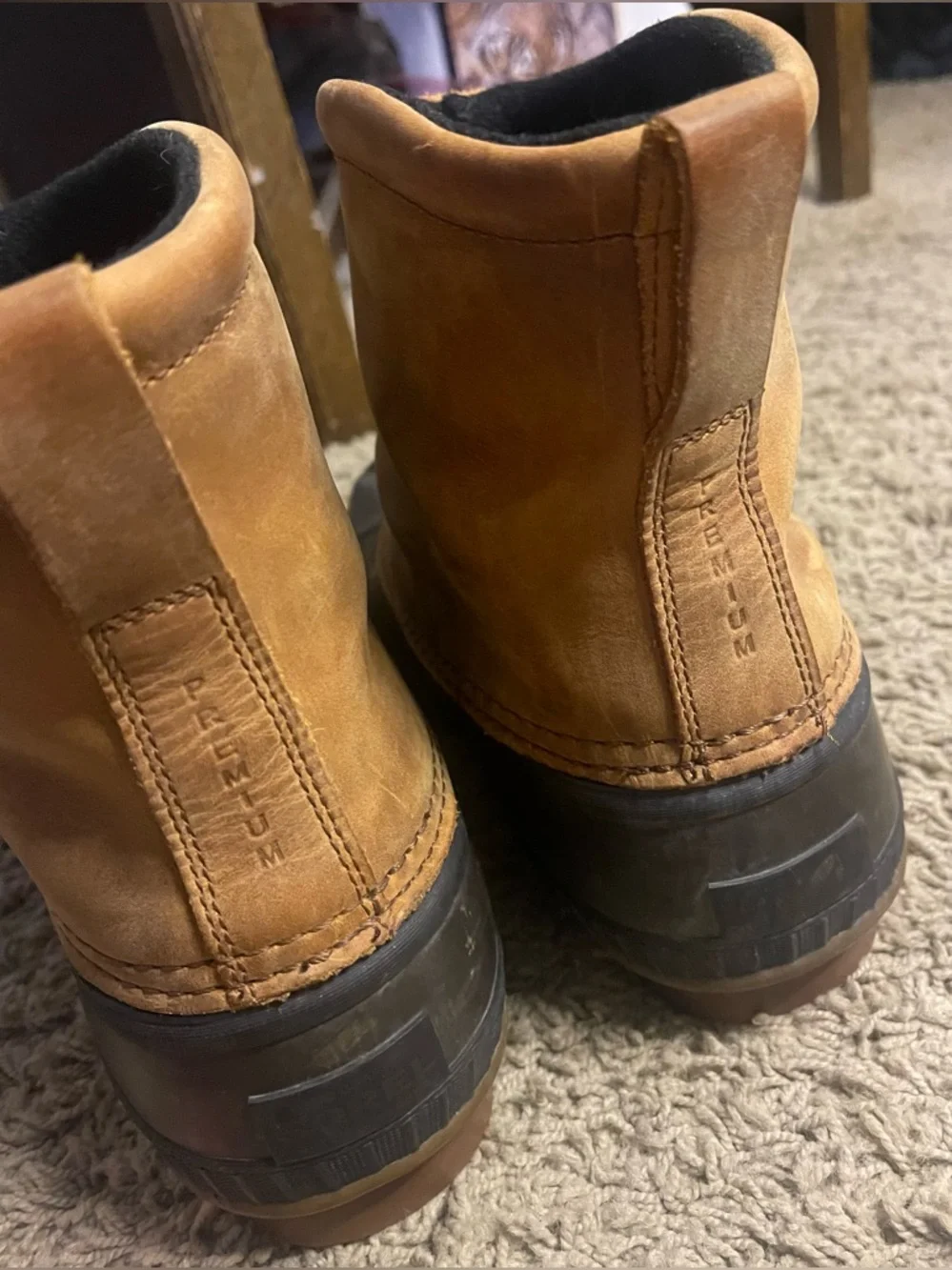 Sorel Cheyanne Tan & Black Waterproof Leather Winter Boot Mens Size 11.5 Warm